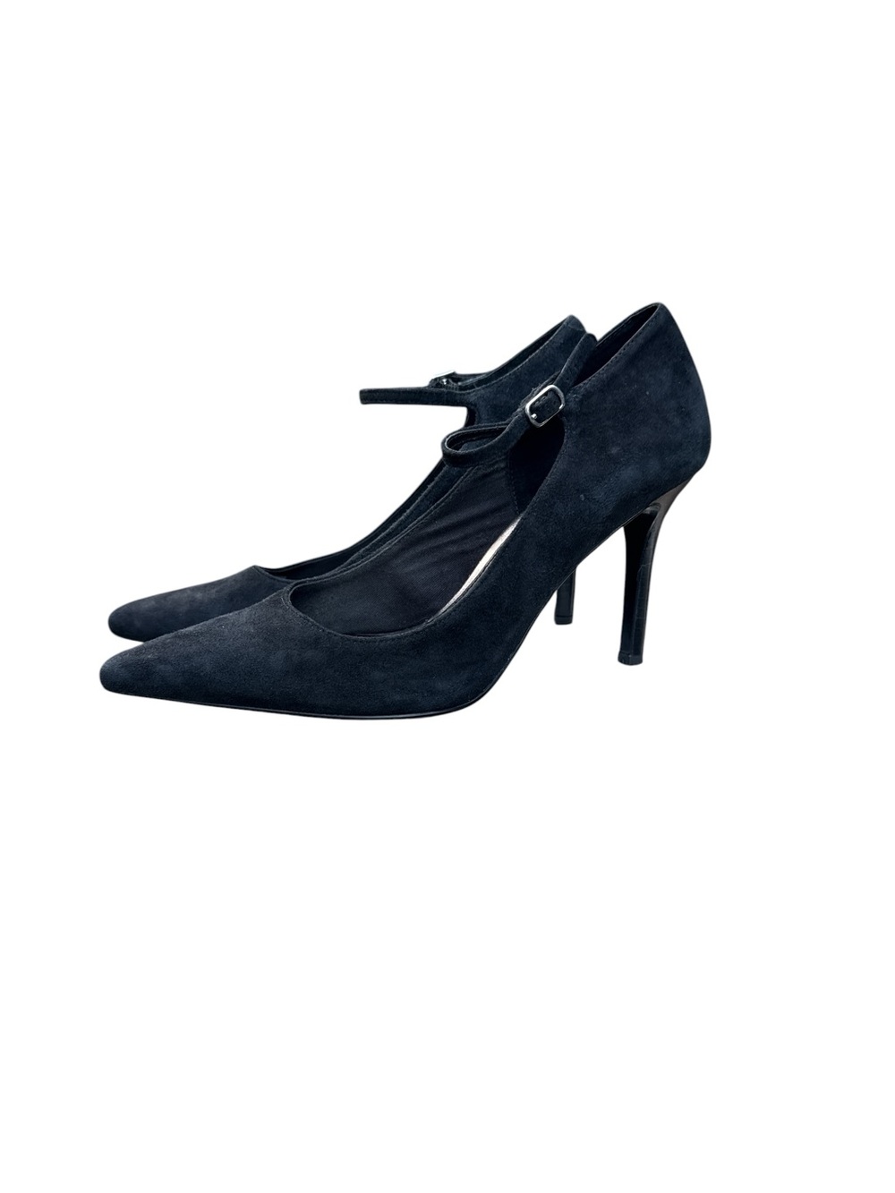 Ralph Lauren Black Suede Pointed Mary Jane Heels Sz 7